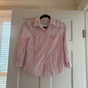 Women's Size Small Abercrombie & Fitch Pink And White Button Down